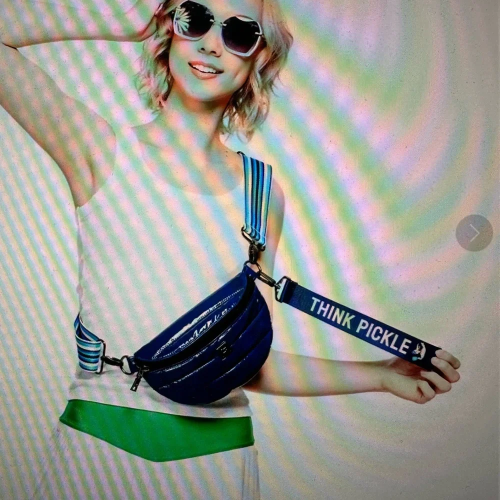 THINK ROYLN SHINING STAR Vlasic Navy Blue Crossbody Bag with Striped Strap - Picture 14 of 15